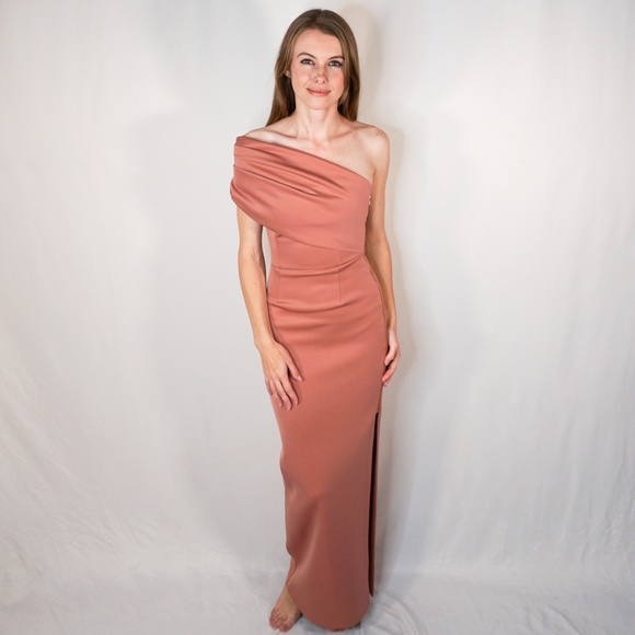 asos one shoulder maxi dress with exposed zip